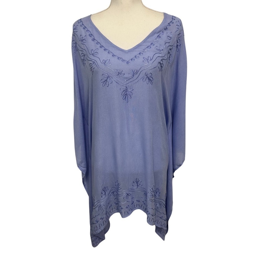 Indian Tropical Fashion Cover Up 100% Rayon Blue One Size NEW WITH TAGS